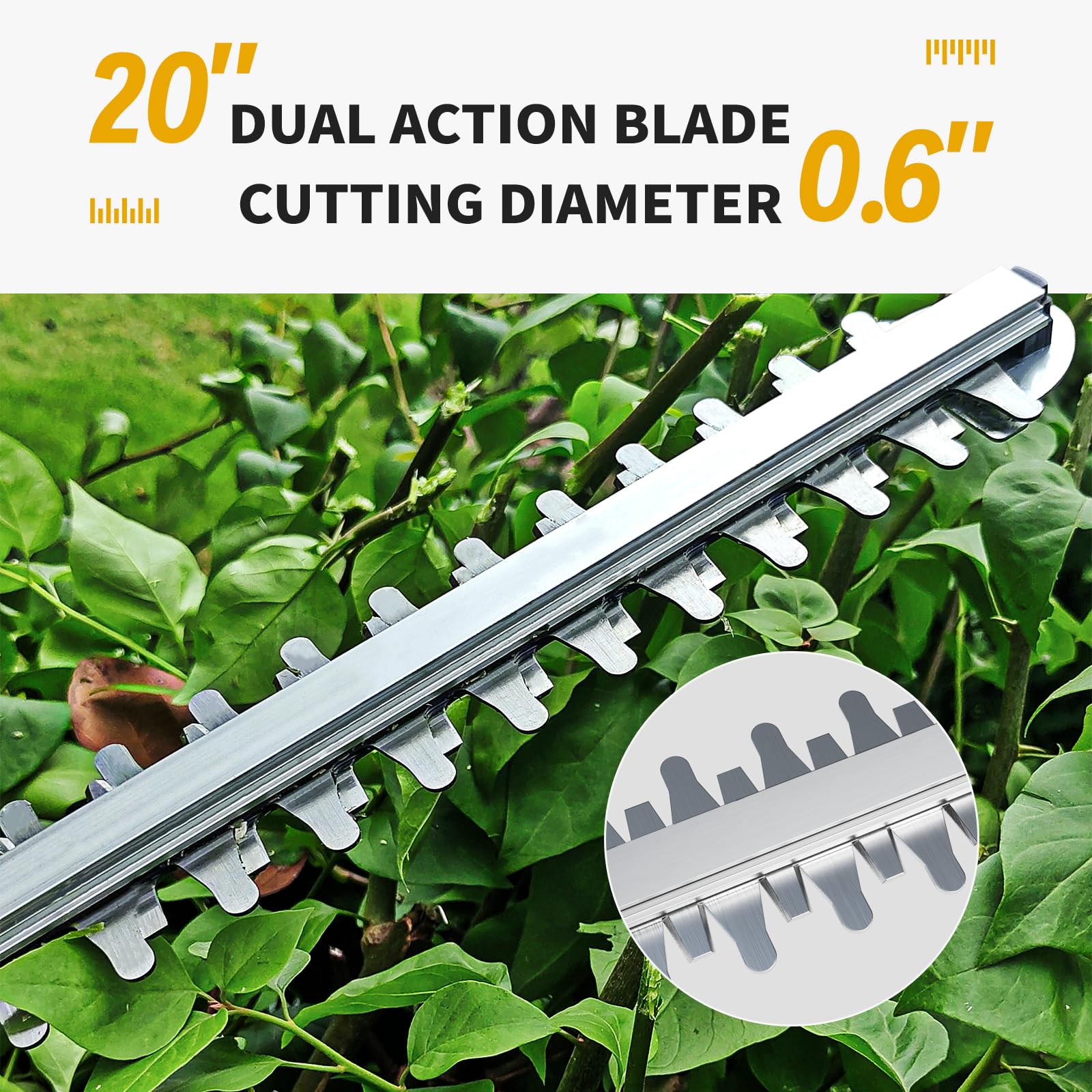 OHAISFELA Cordless Hedge Trimmer packaging and specifications