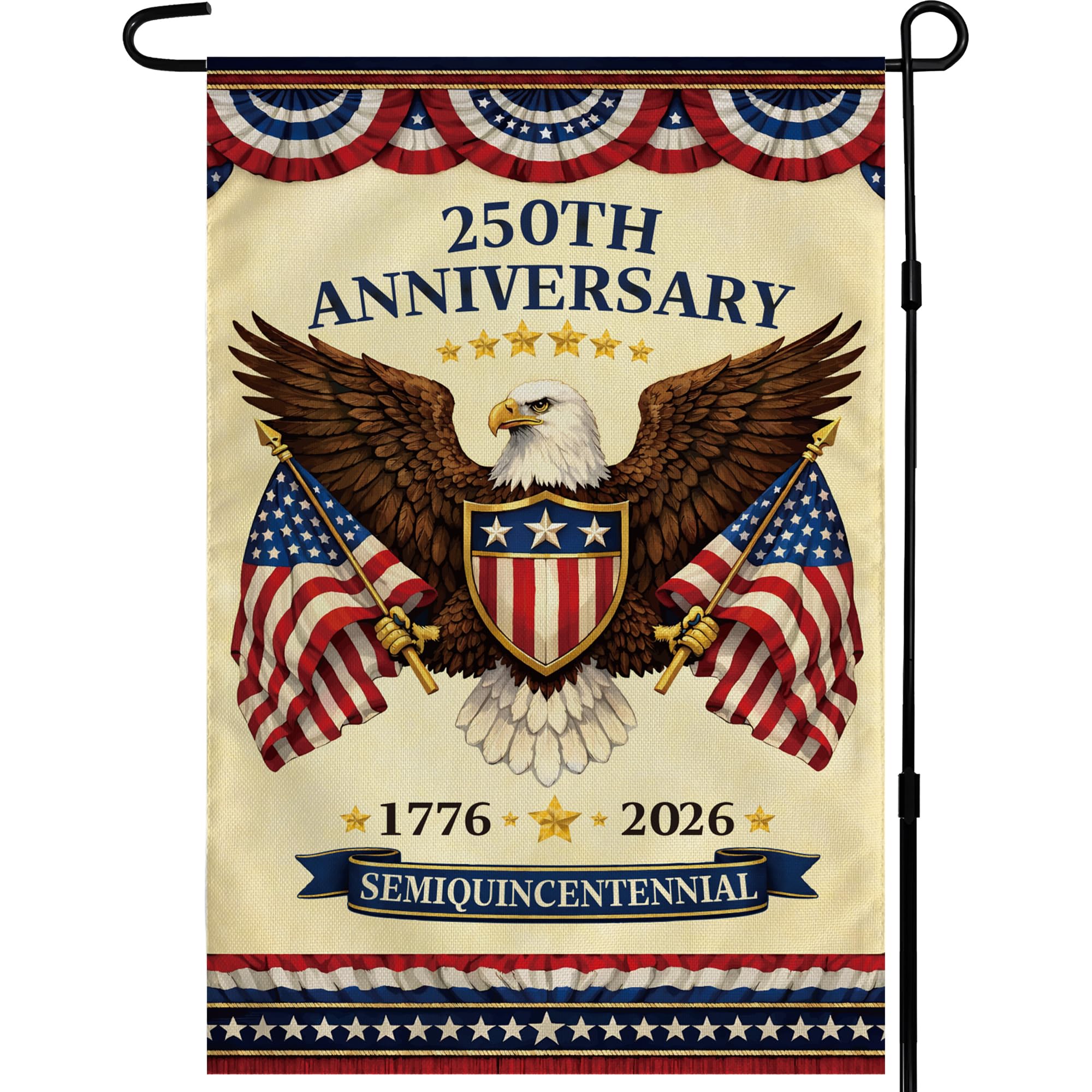 OHOME 250th Anniversary Garden Flag front view with eagle design