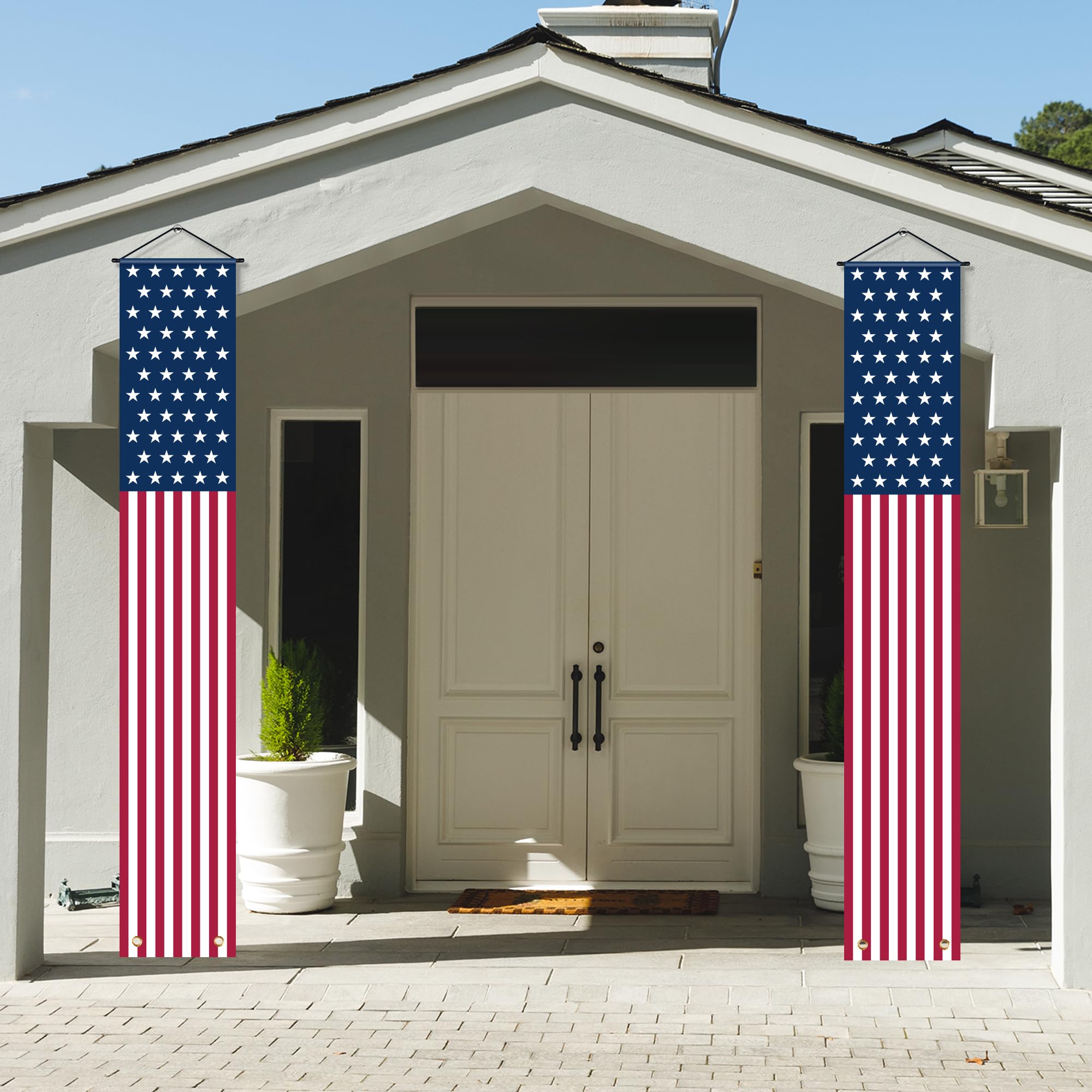 OHOME 4th of July Porch Banner displayed at a festive event
