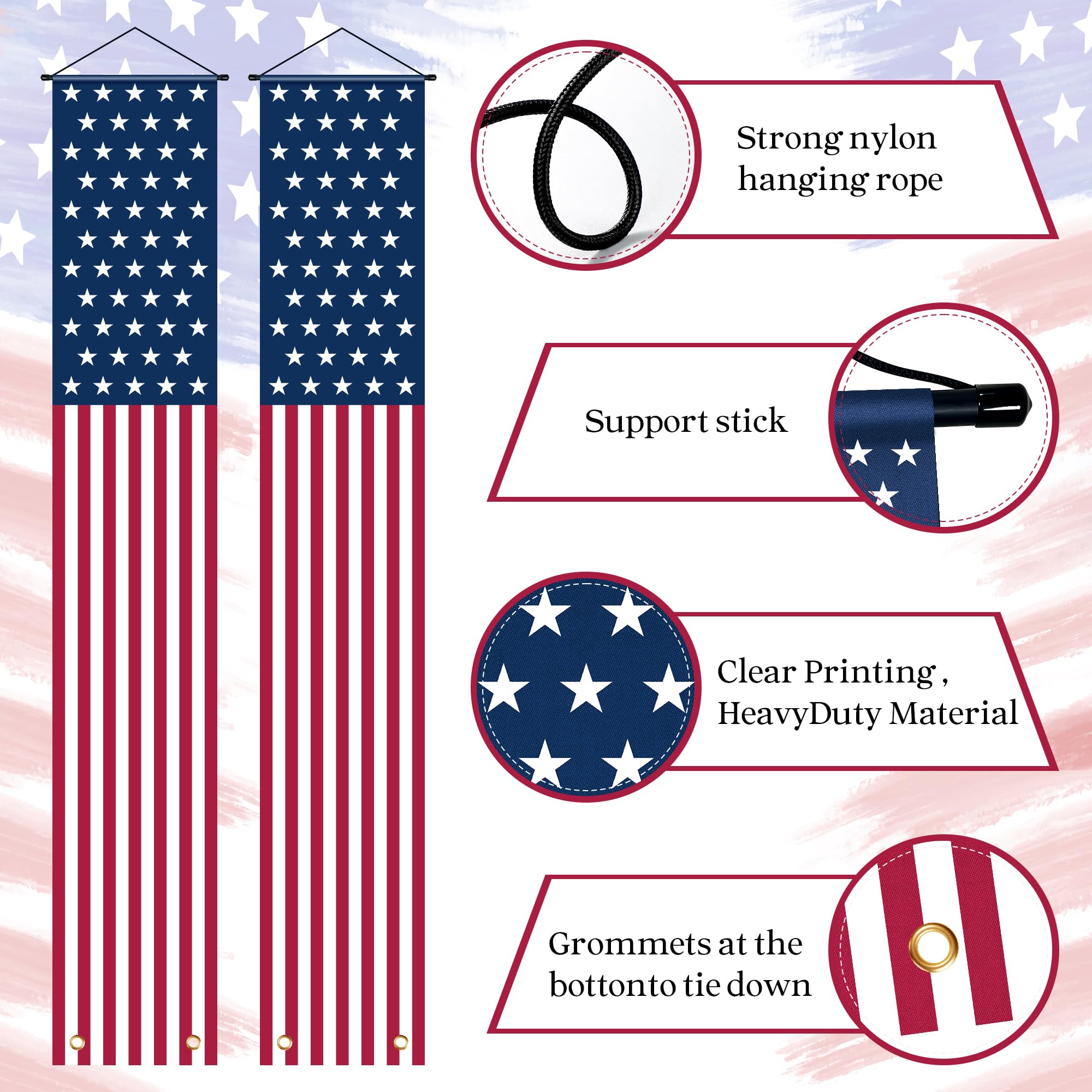 OHOME 4th of July Porch Banner hanging on a porch
