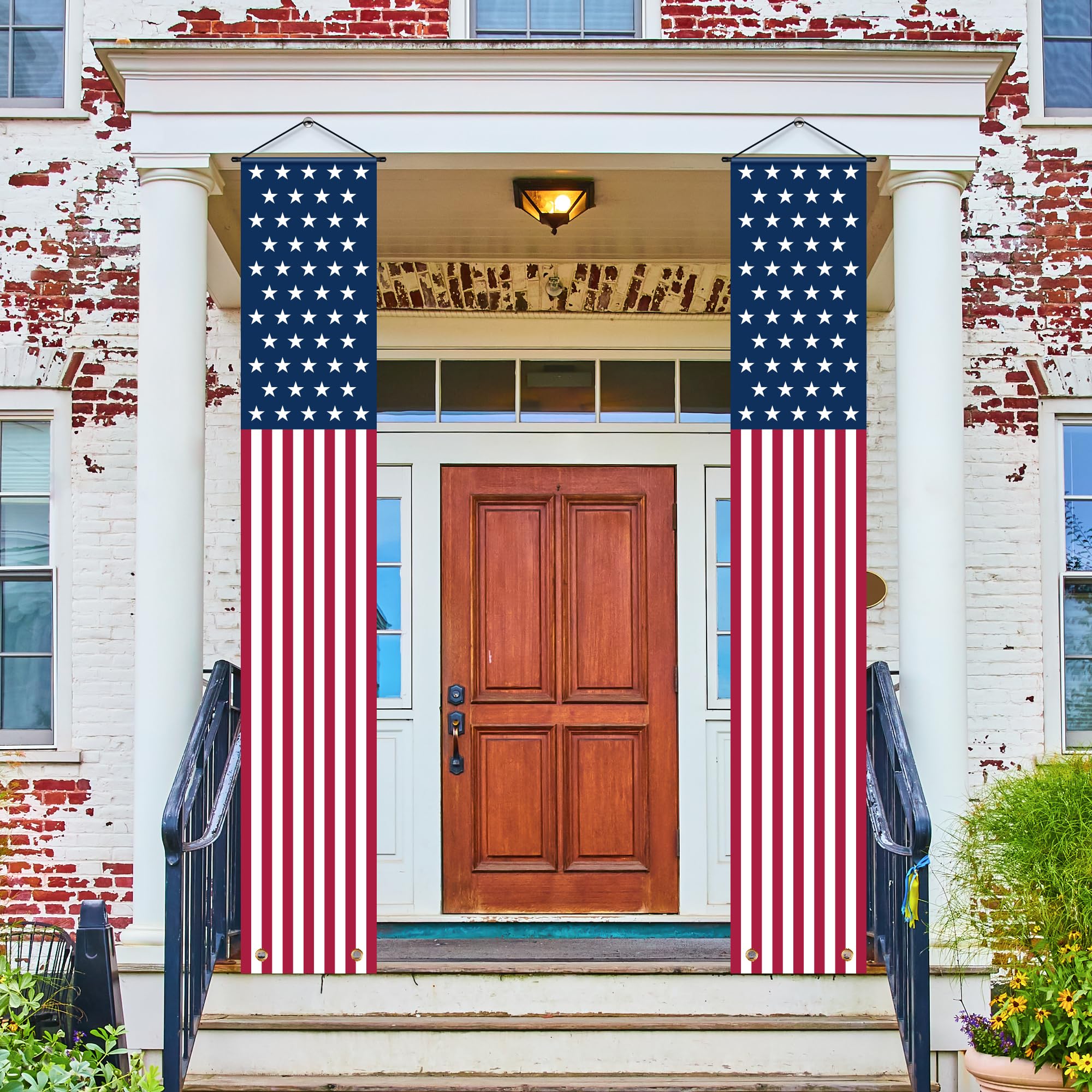 OHOME 4th of July Porch Banner laid flat to show dimensions