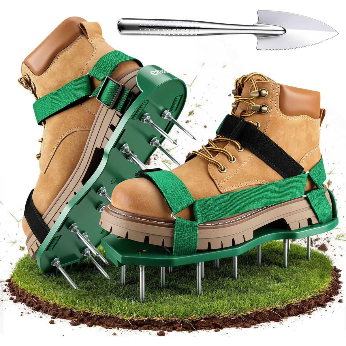 Ohuhu Lawn Aerator Shoes green model front view
