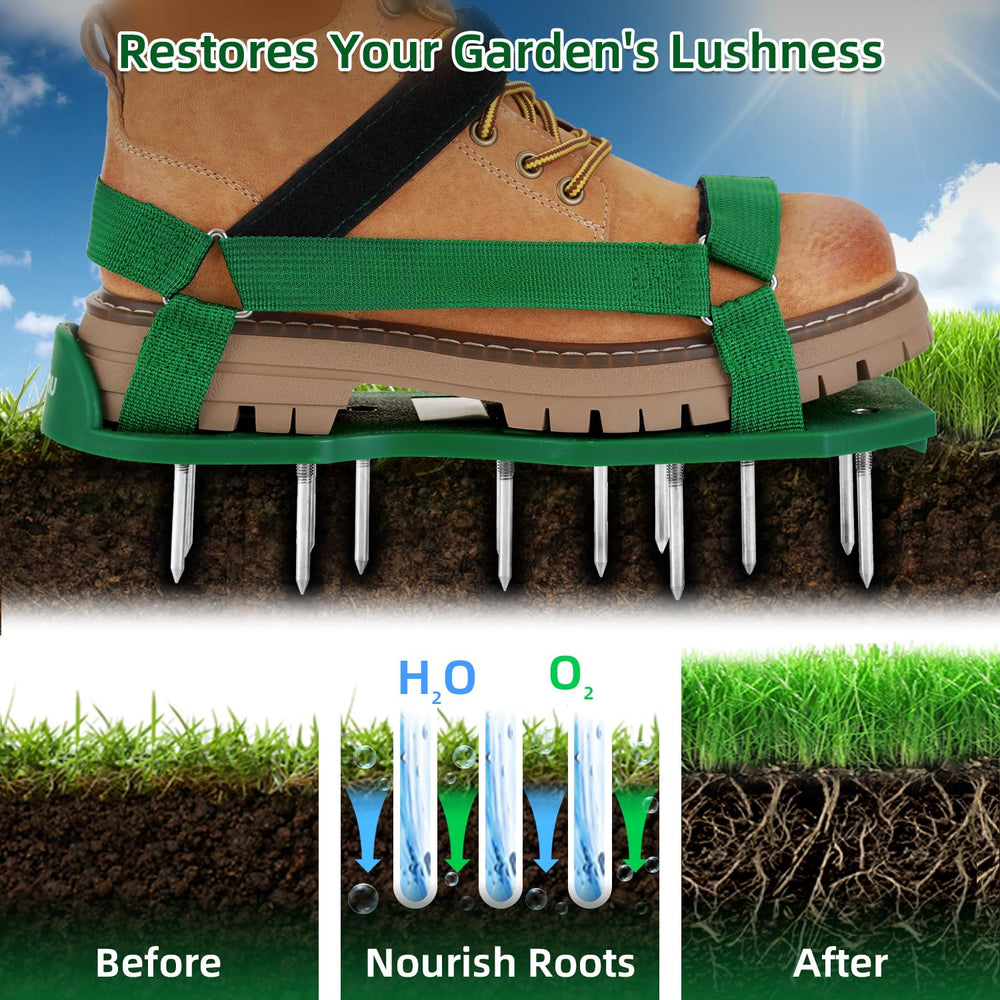 Ohuhu Lawn Aerator Shoes with stainless steel spikes