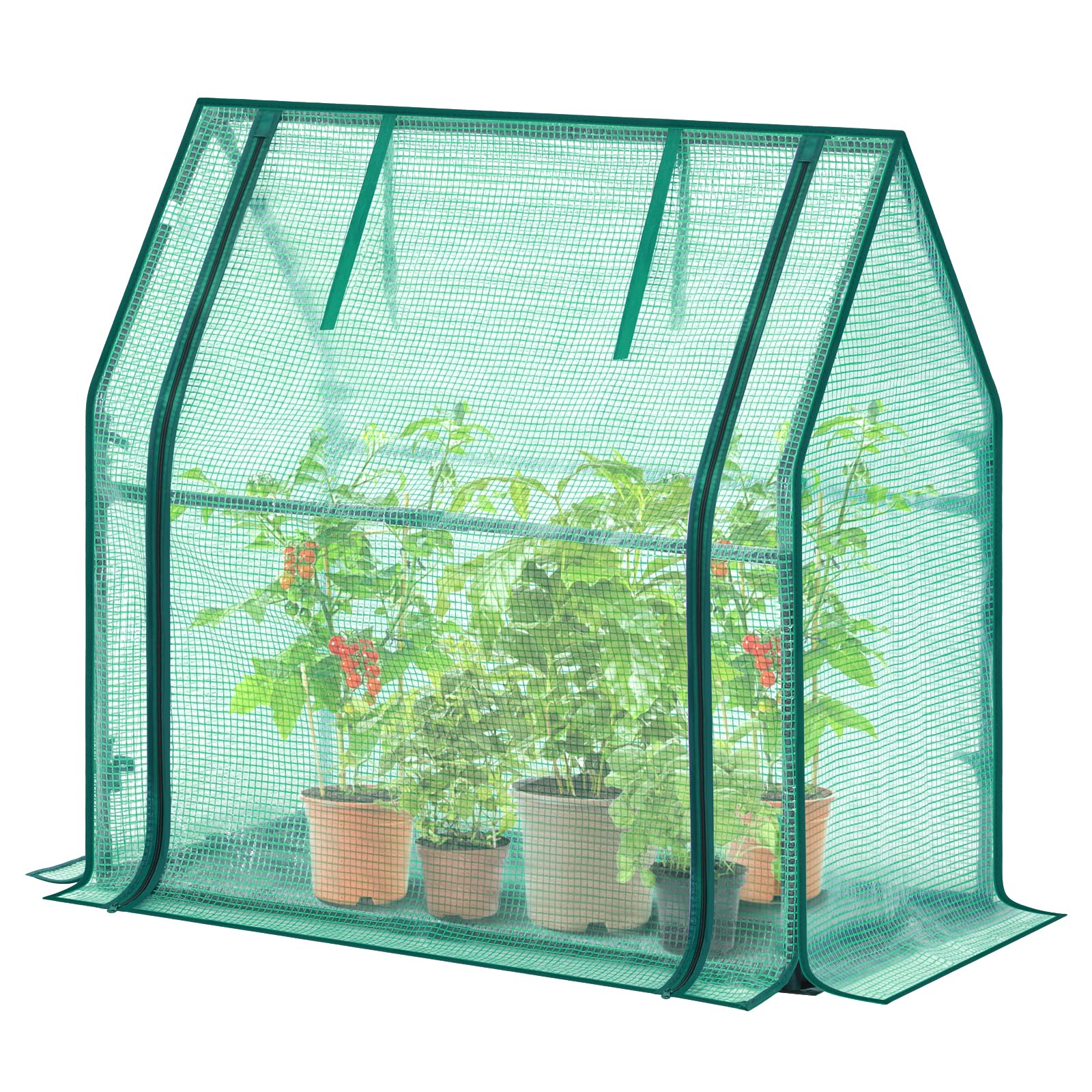 Ohuhu Mini Greenhouse assembled outdoors