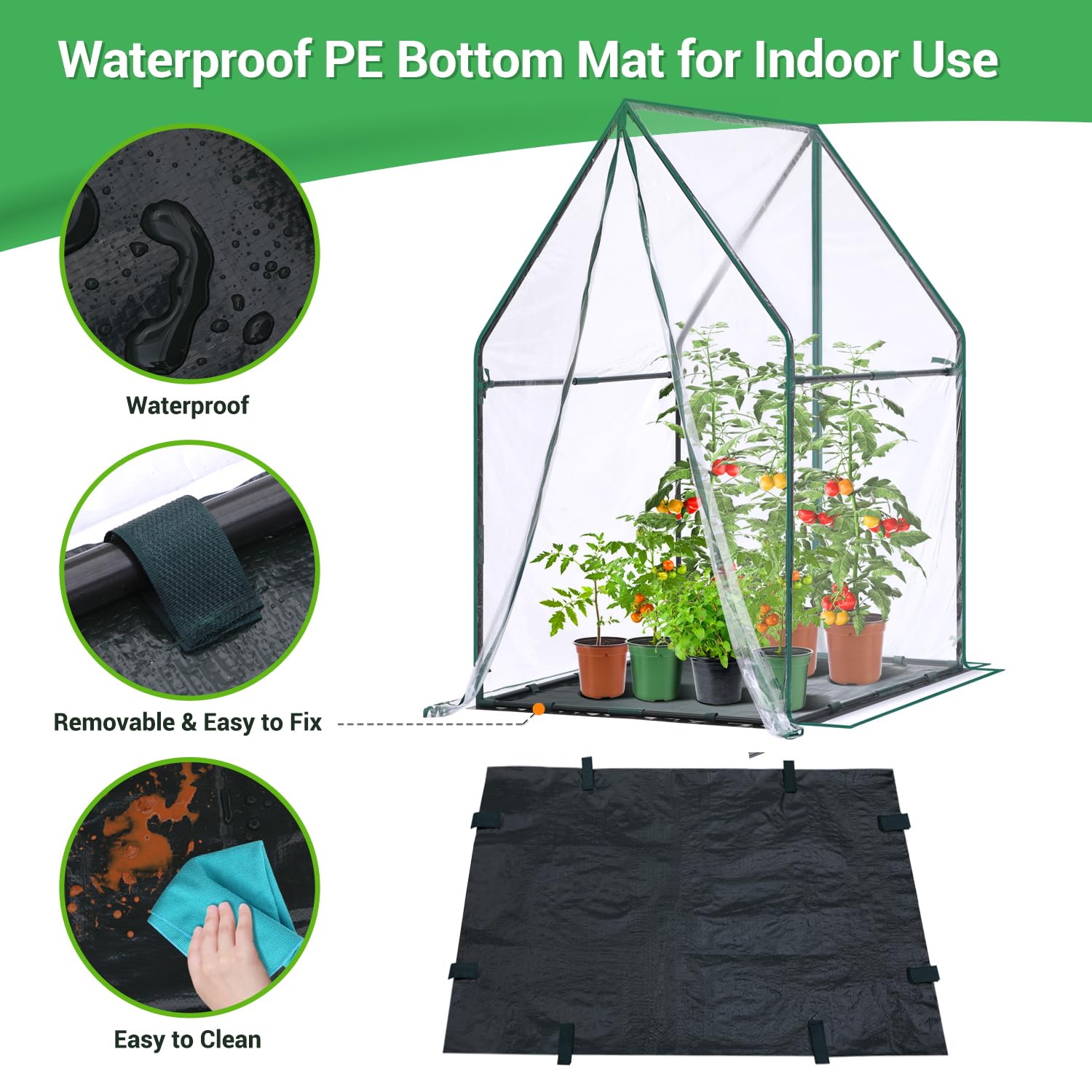 Ohuhu Mini Greenhouse dimensions showing height and width