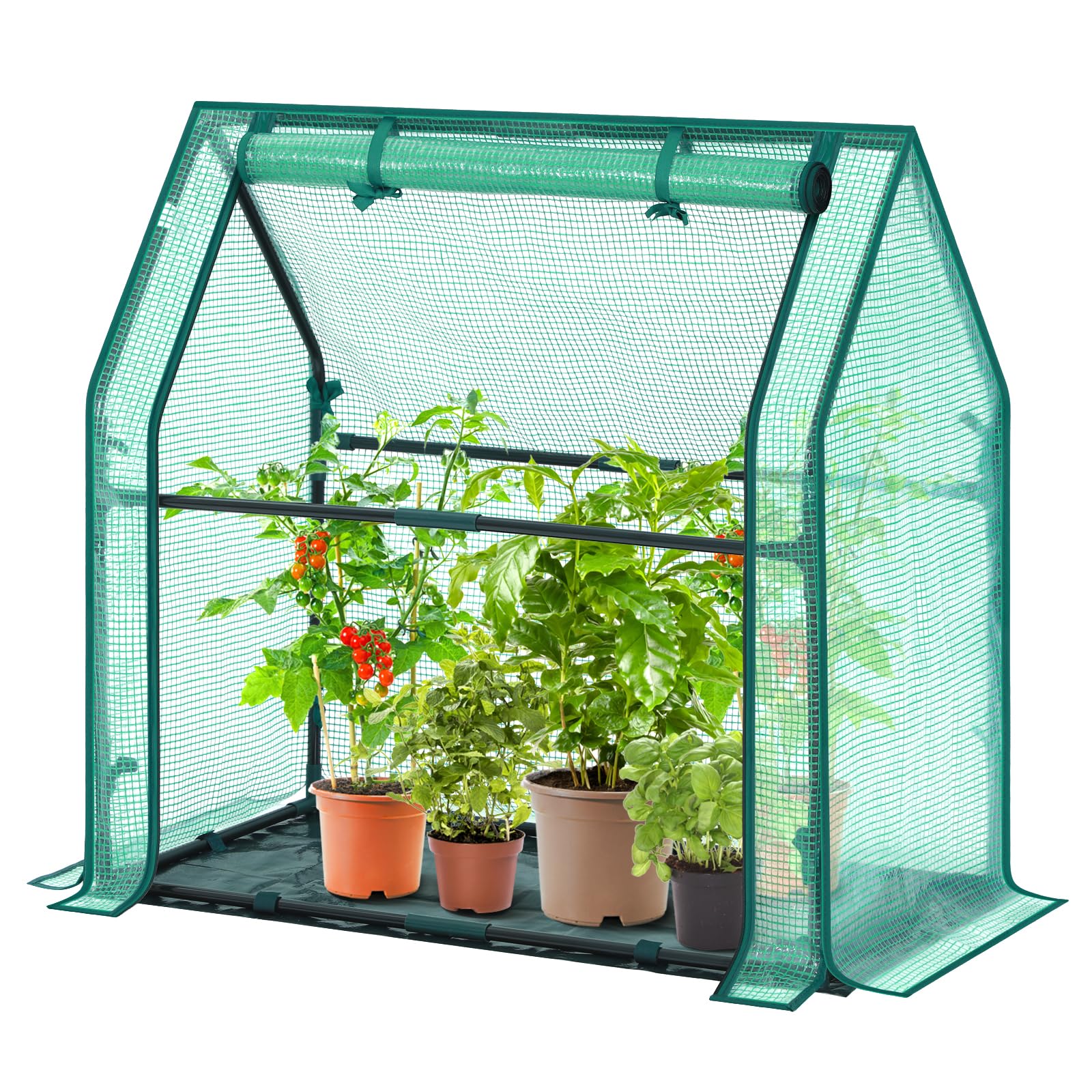 Ohuhu Mini Greenhouse front view with PE cover