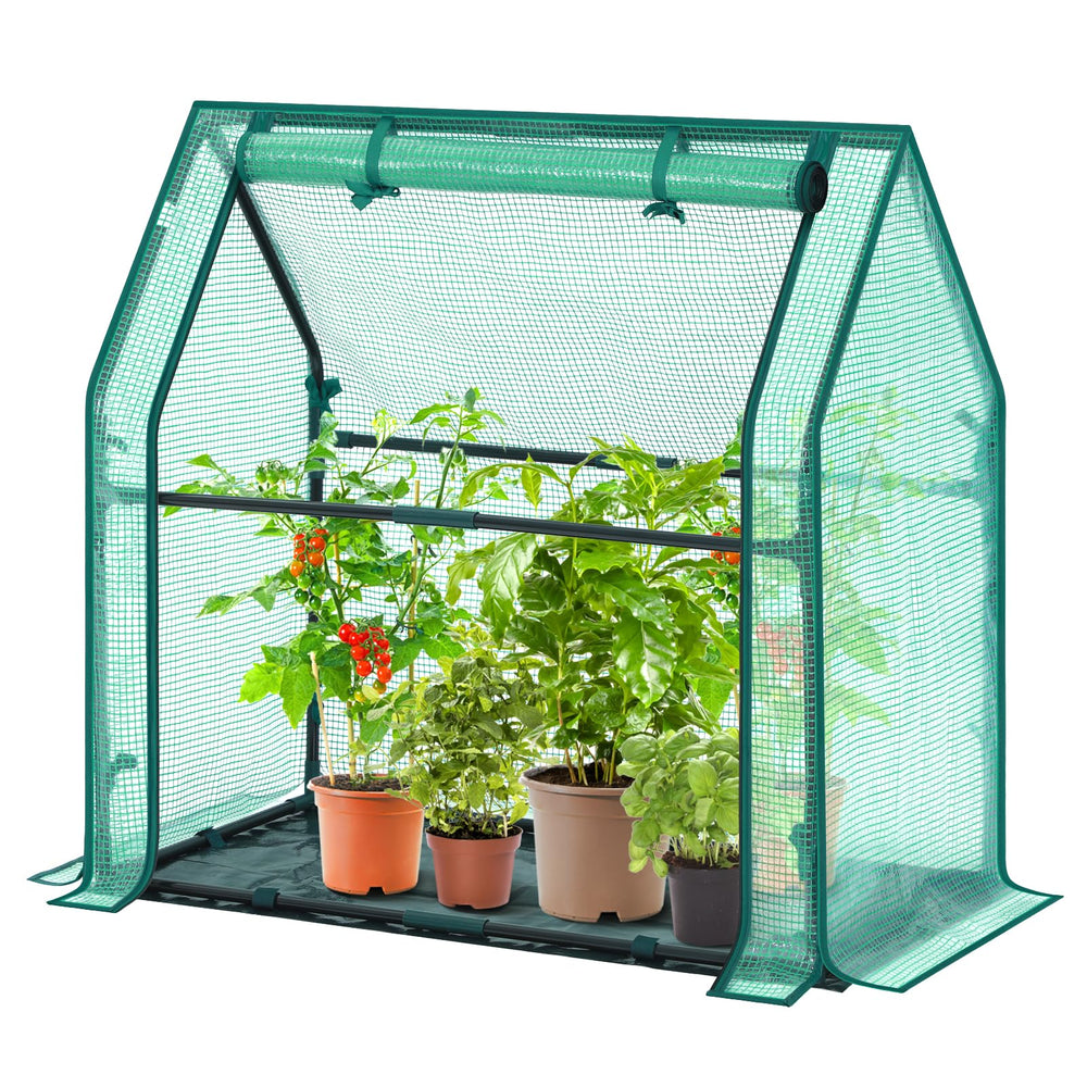 Ohuhu Mini Greenhouse front view with PE cover