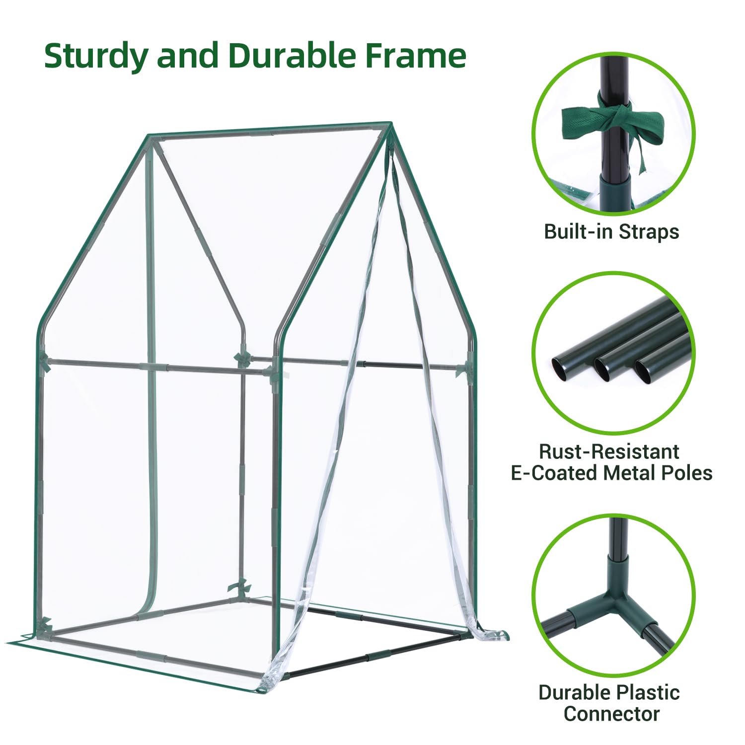 Ohuhu Mini Greenhouse showing reinforced metal frame