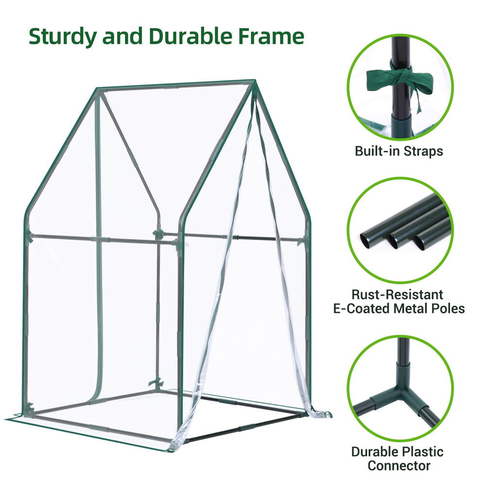 Ohuhu Mini Greenhouse showing reinforced metal frame