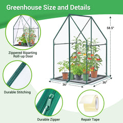 Ohuhu Mini Greenhouse with zippered door rolled up