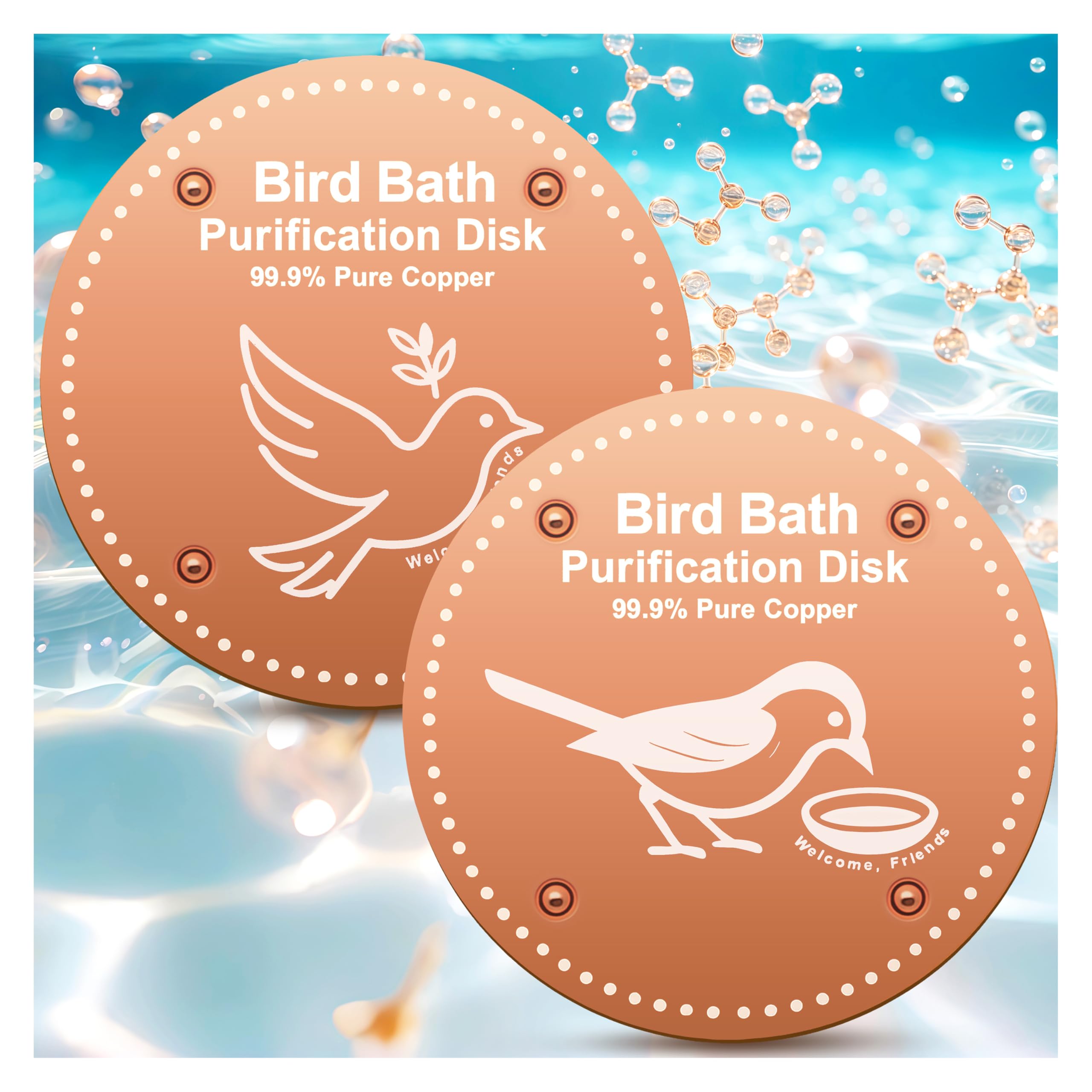 OICEME Bird Bath Purification Disc copper model front view