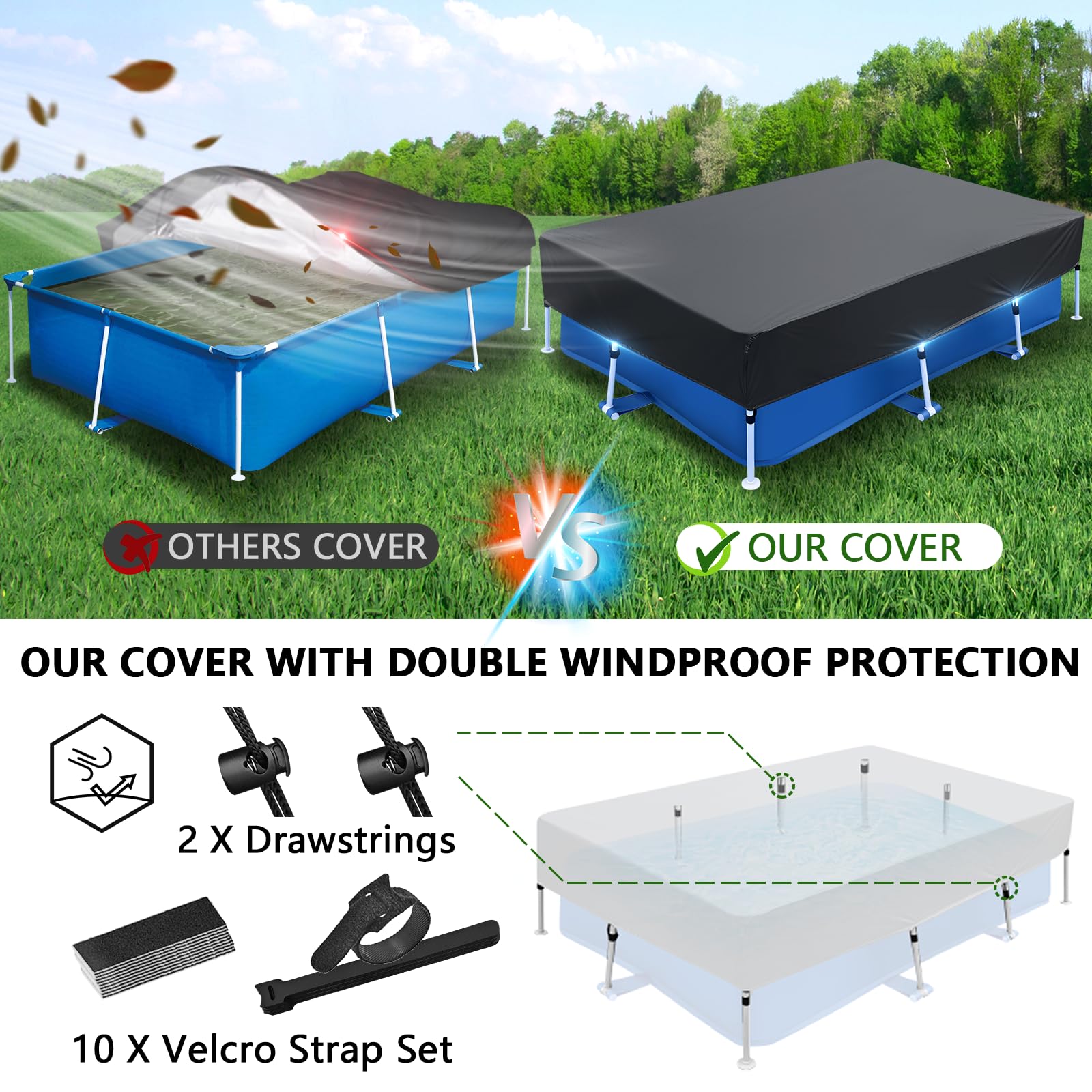 OIOYLEY 87x59 in Pool Cover folded for storage
