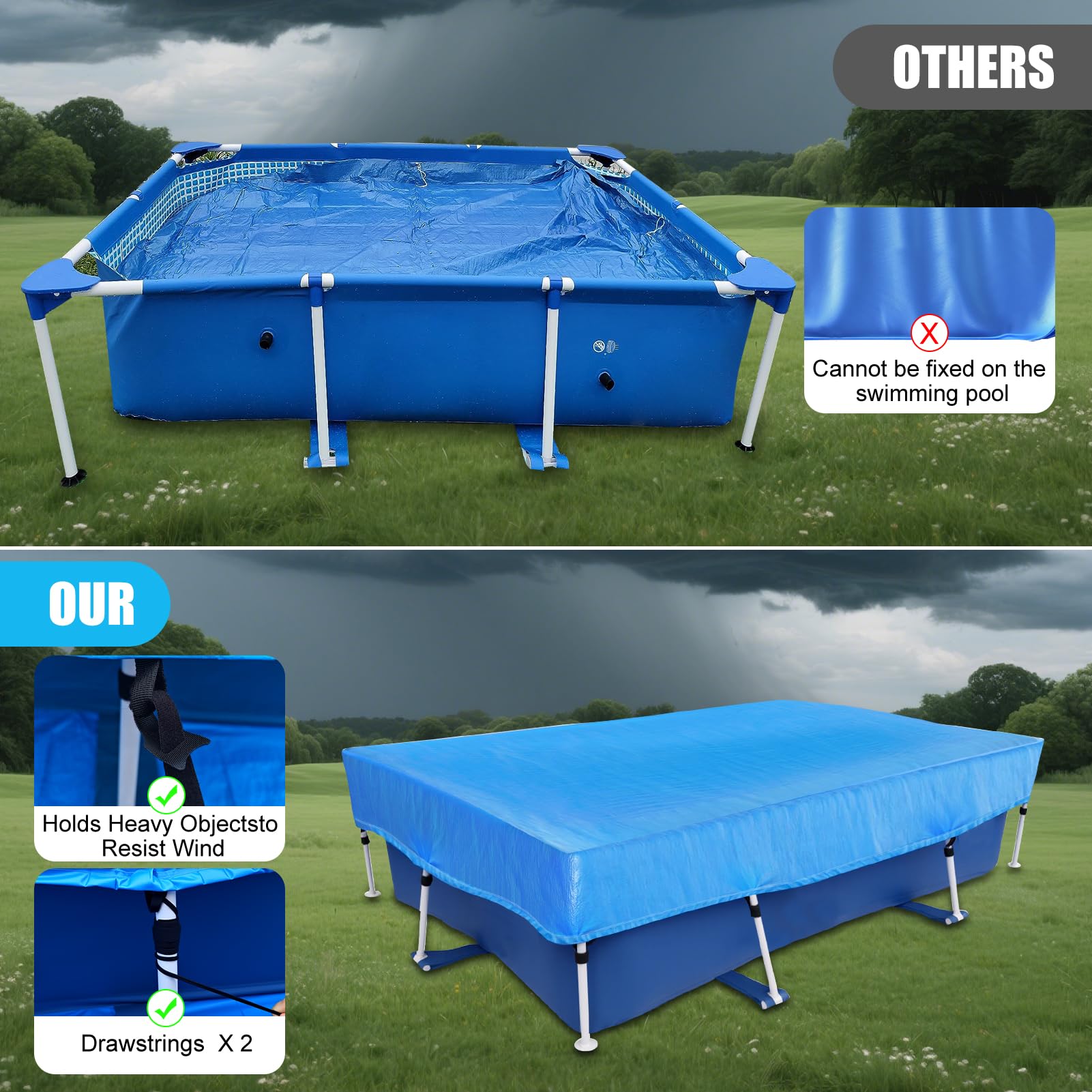 OIOYLEY pool cover folded for easy storage