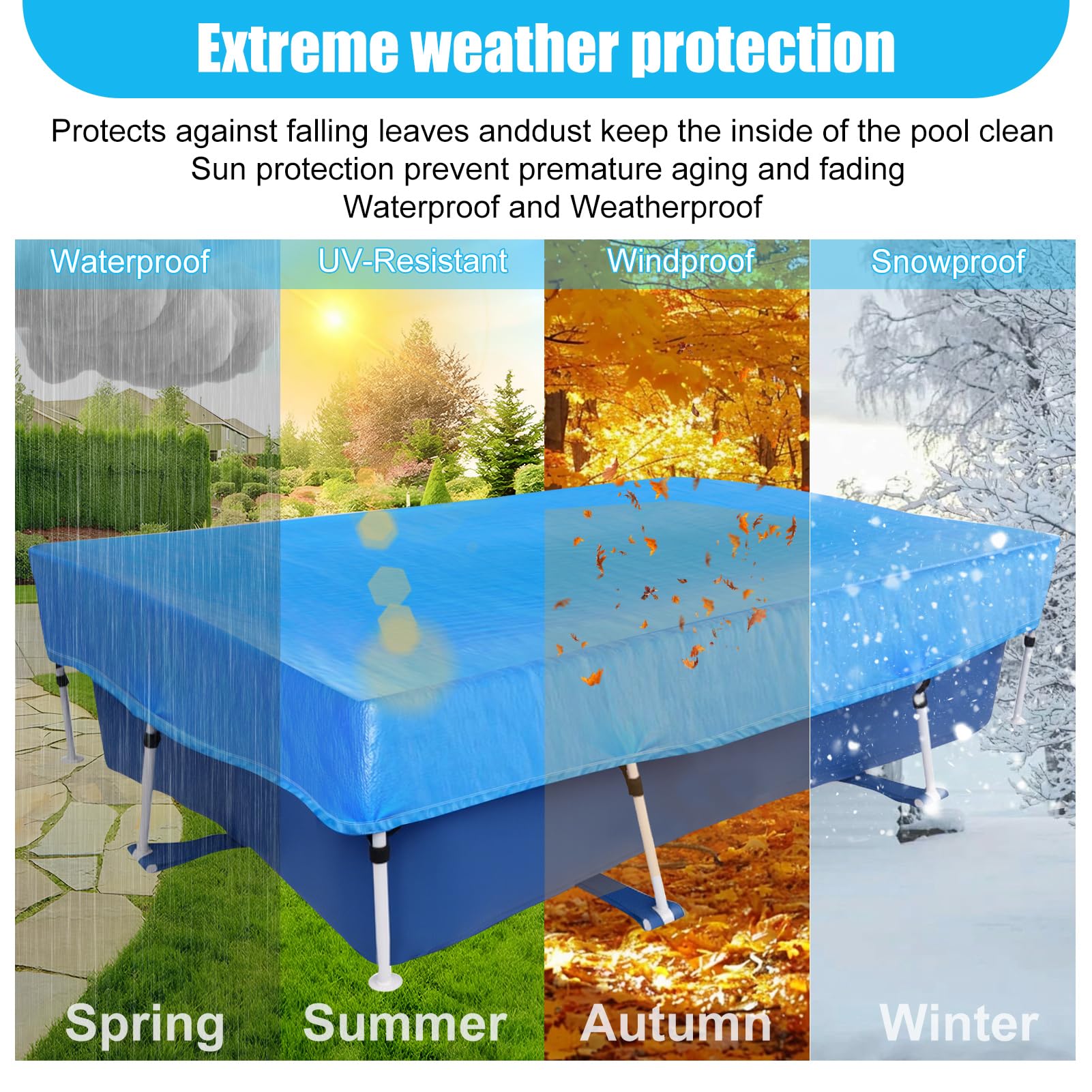 OIOYLEY pool cover preventing debris accumulation on a pool