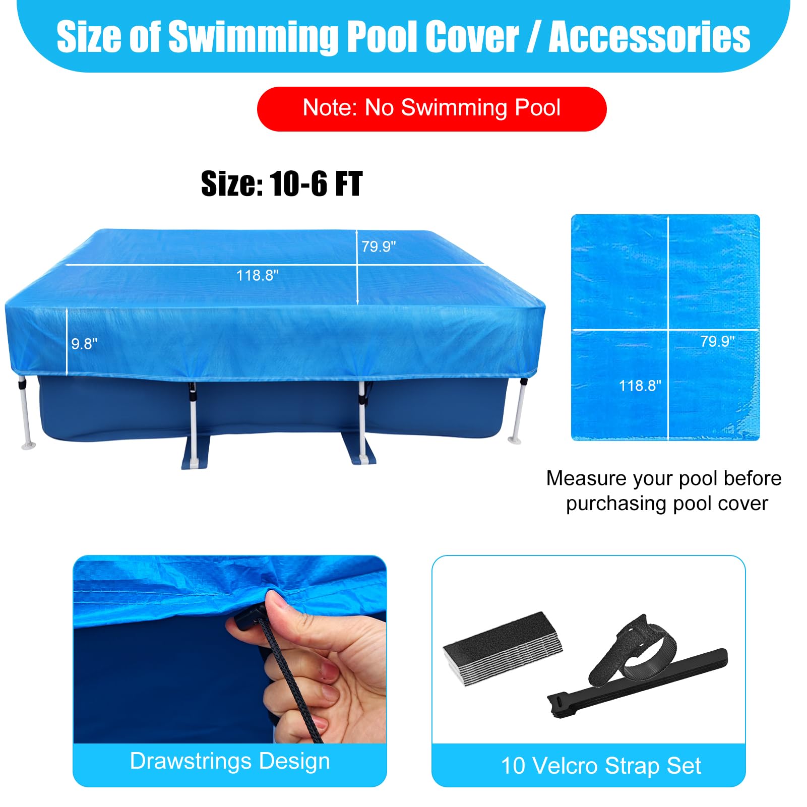 OIOYLEY pool cover with locking drawstrings and Velcro straps