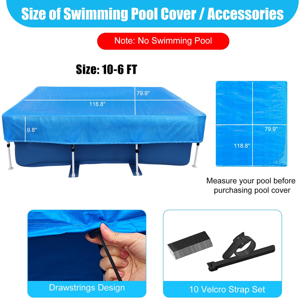 OIOYLEY pool cover with locking drawstrings and Velcro straps
