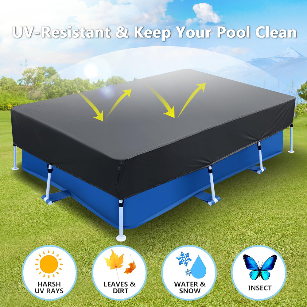 OIOYLEY Rectangle Pool Cover installed on a pool