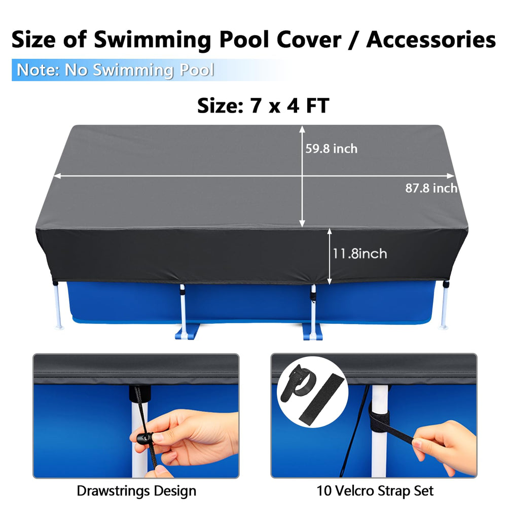 OIOYLEY Rectangle Pool Cover with drawstring and straps