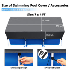 OIOYLEY Rectangle Pool Cover with drawstring and straps