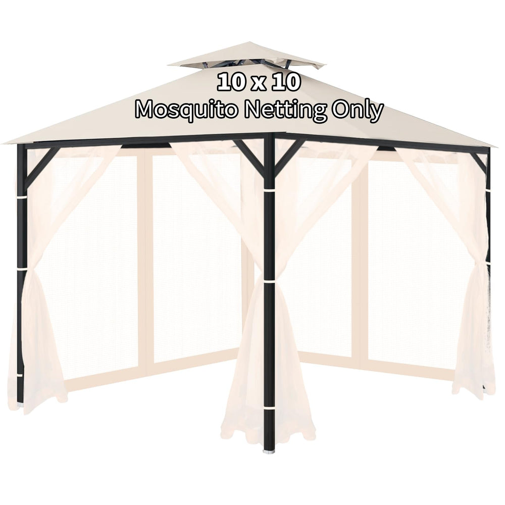 OIPUNSHLE 10x10 gazebo mosquito netting beige front view