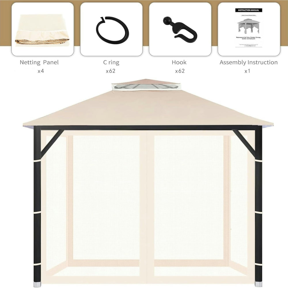 OIPUNSHLE 10x10 gazebo mosquito netting beige showing mesh design
