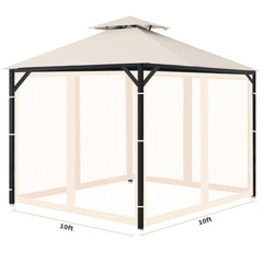 OIPUNSHLE 10x10 gazebo mosquito netting beige side view