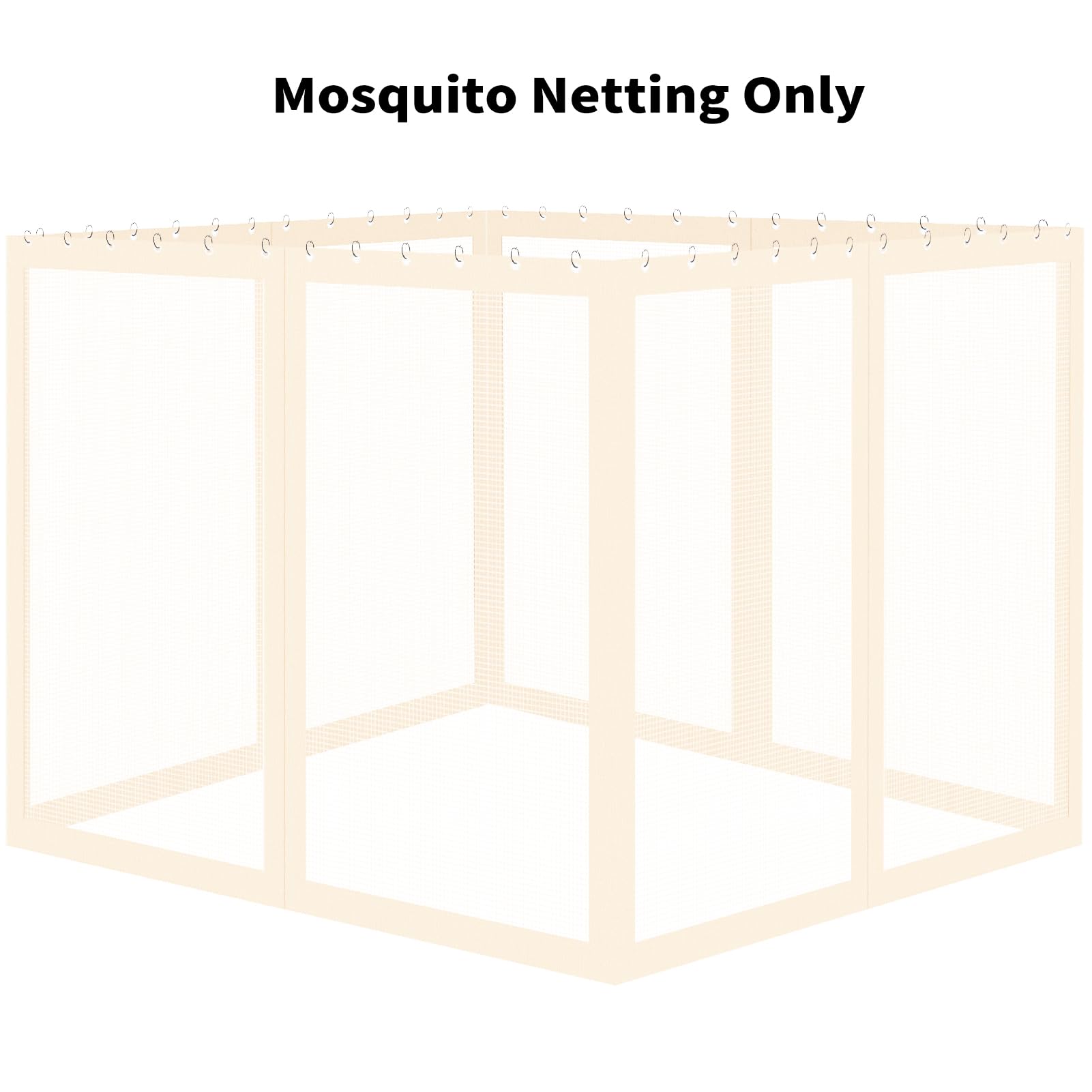 OIPUNSHLE 10x10 gazebo mosquito netting beige zippered panel close-up