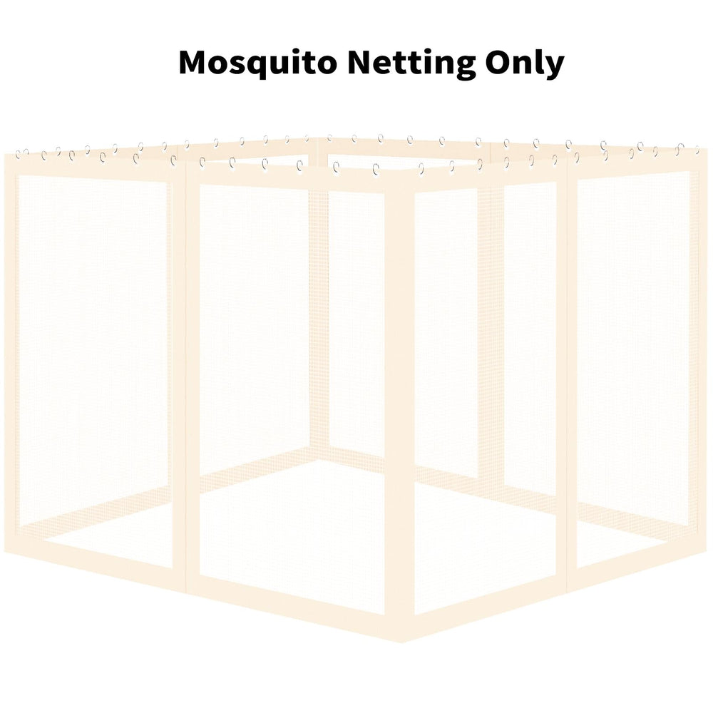 OIPUNSHLE 10x10 gazebo mosquito netting beige zippered panel close-up