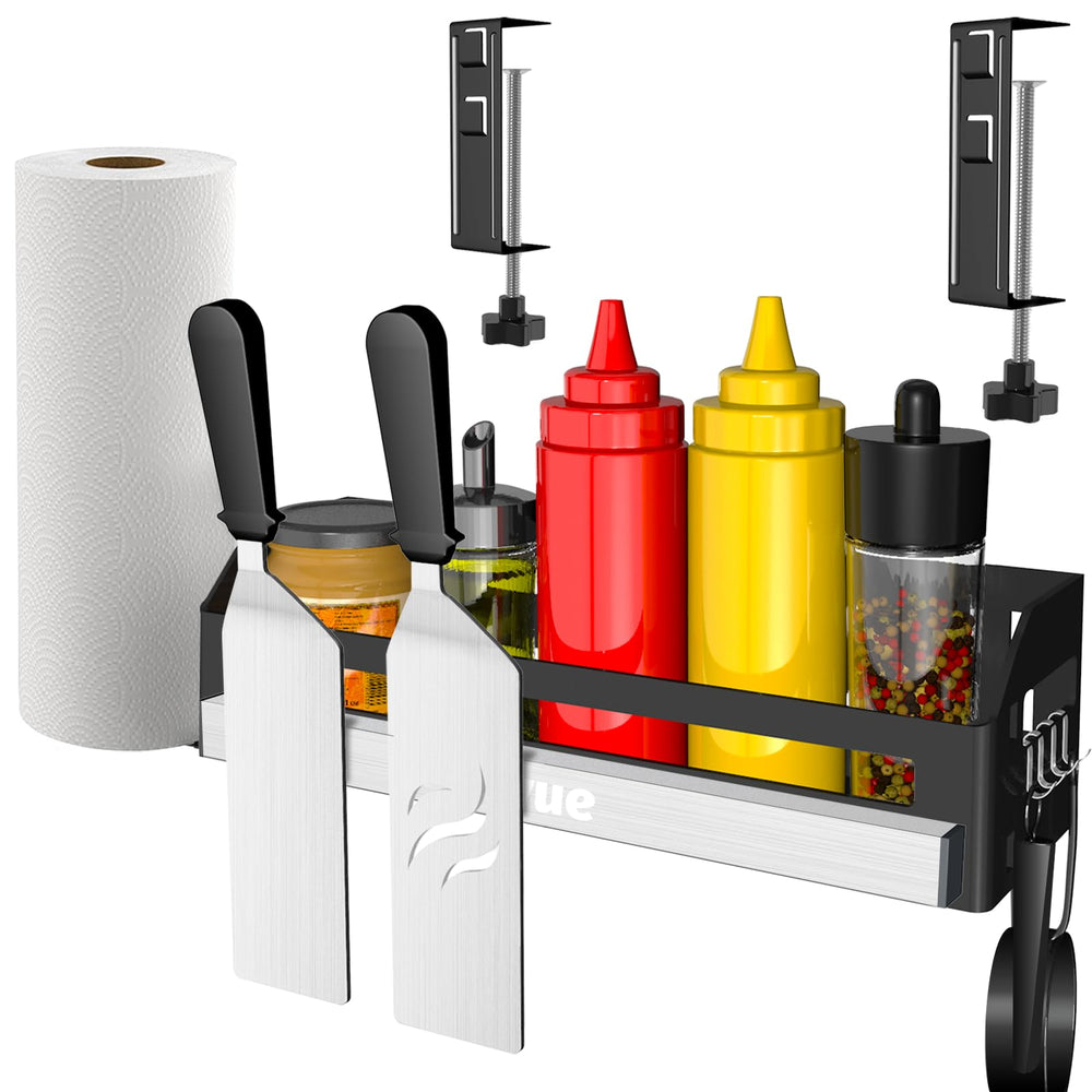Oiyue Griddle Caddy front view with magnetic tool holder