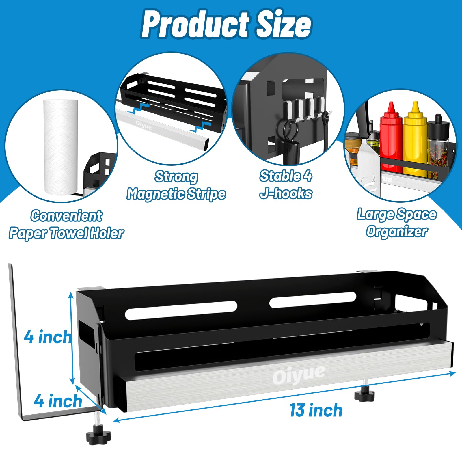 Oiyue Griddle Caddy side view with paper towel holder