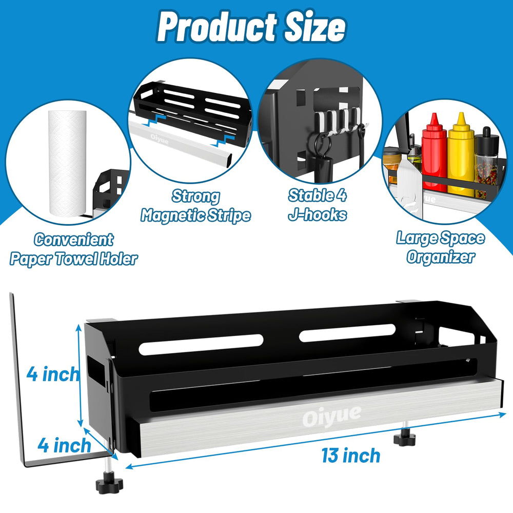 Oiyue Griddle Caddy side view with paper towel holder