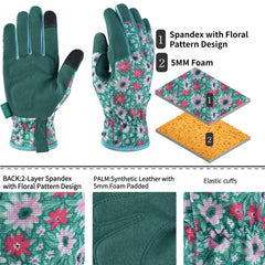OIZEN Gardening Gloves displayed with gardening tools