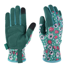 OIZEN Gardening Gloves front view with floral pattern