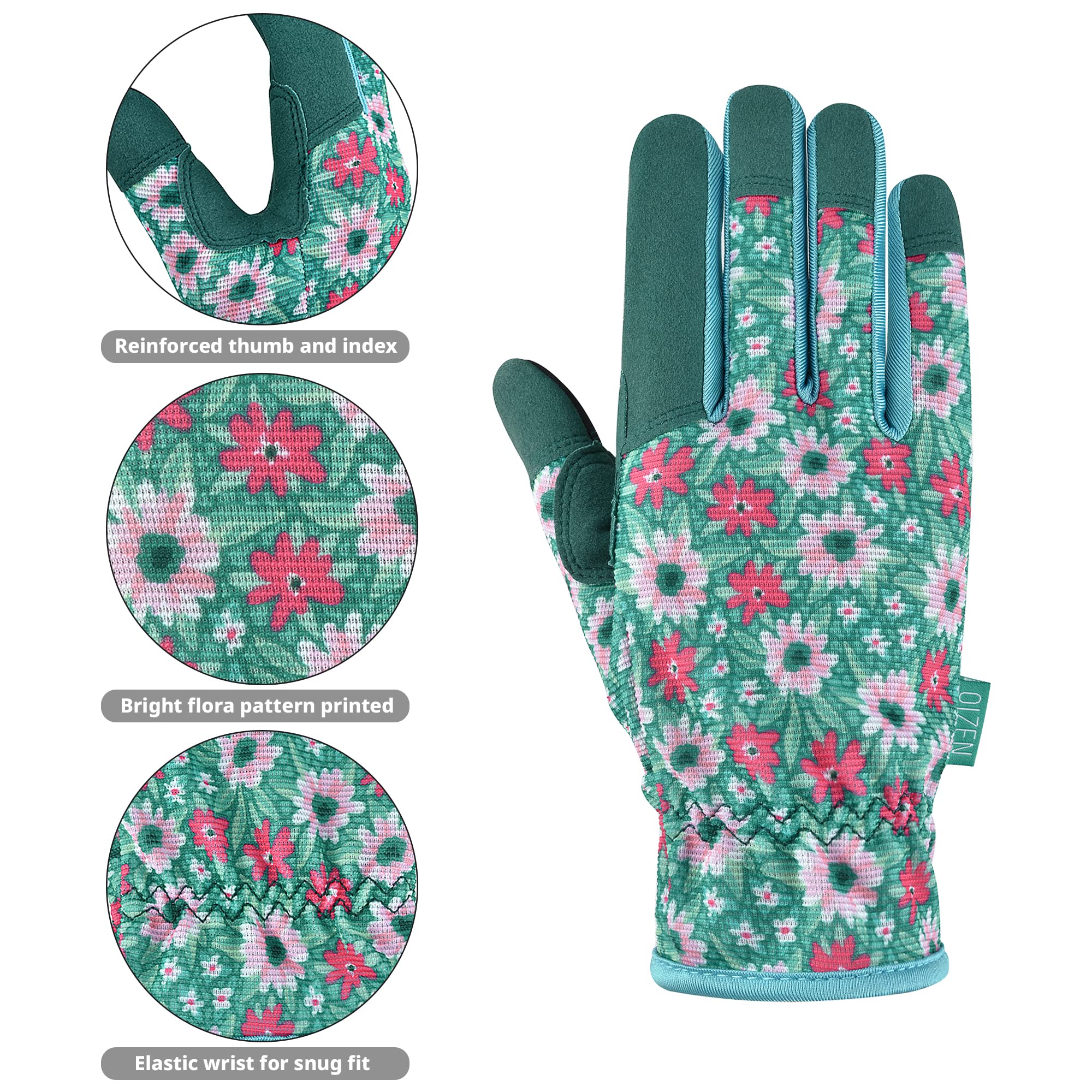 OIZEN Gardening Gloves side view showing touch screen capability