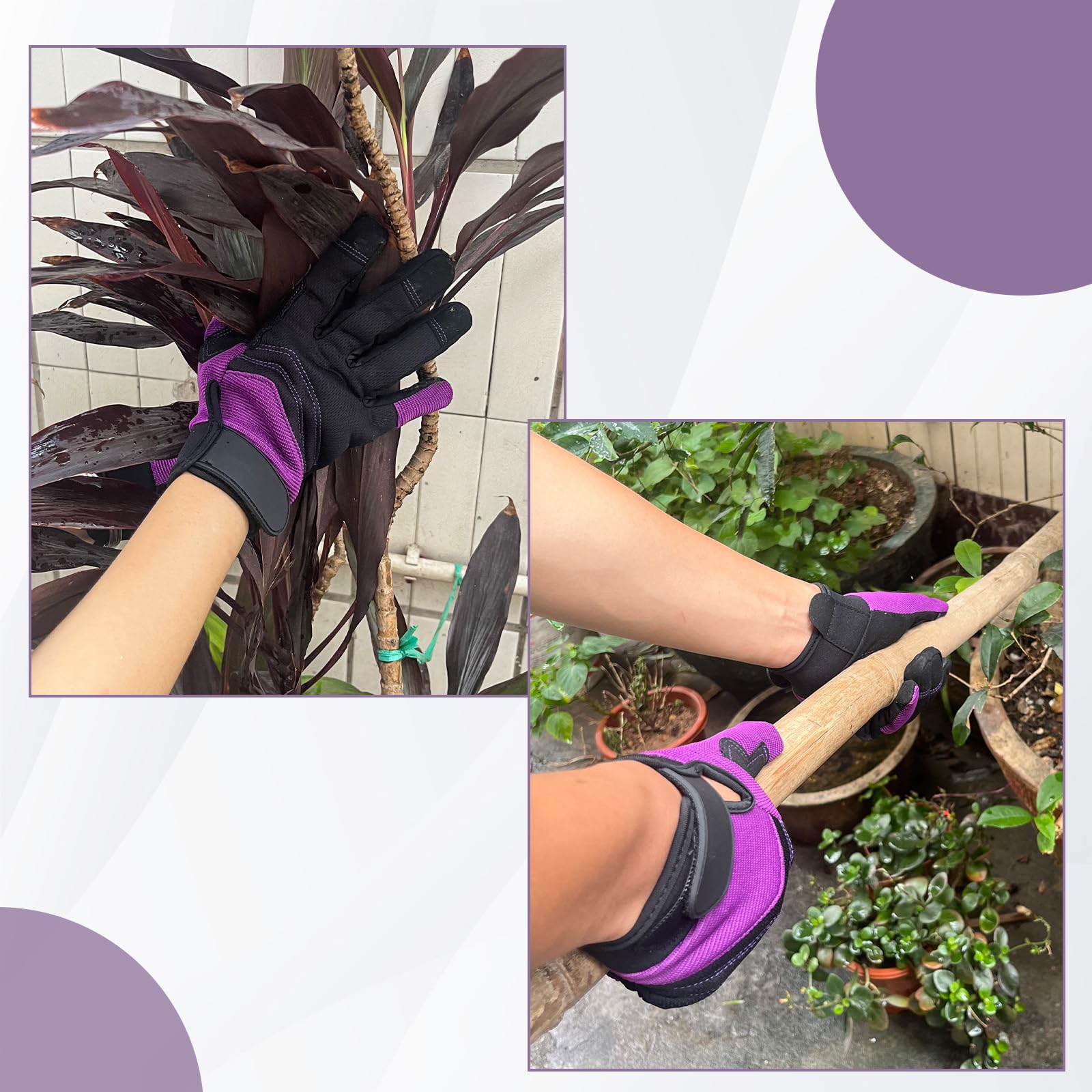 OIZEN gloves, purple, XL size on a white background
