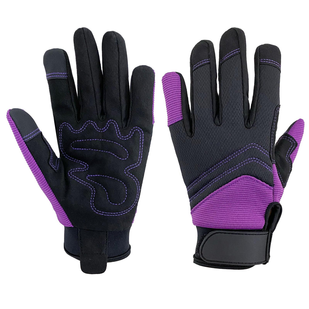 OIZEN Safety Work Gloves in purple, front view