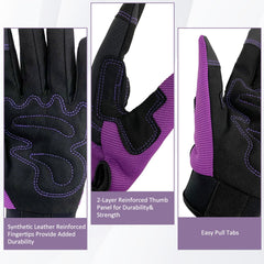 OIZEN Safety Work Gloves in purple, side view