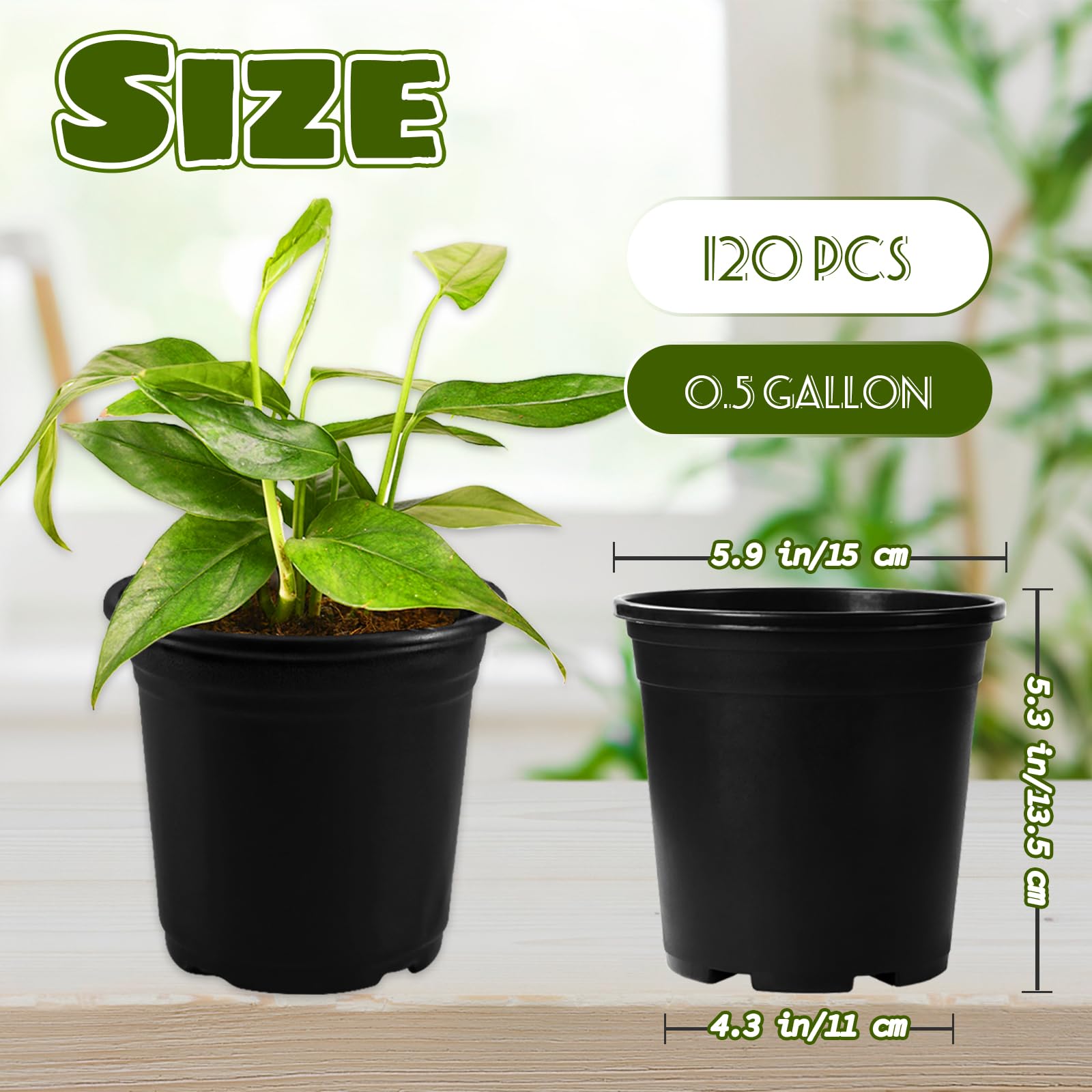 OJYUDD black nursery pot showing 12 drainage holes