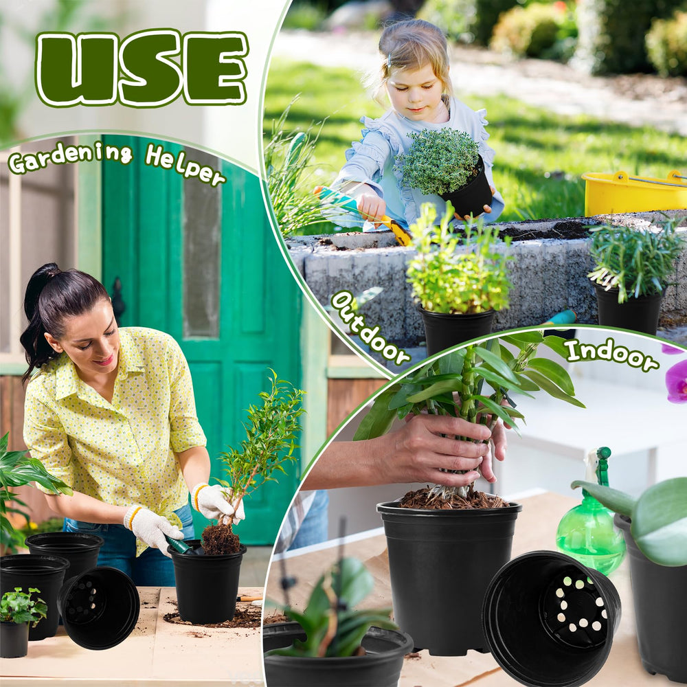 OJYUDD black plant pots with various plants