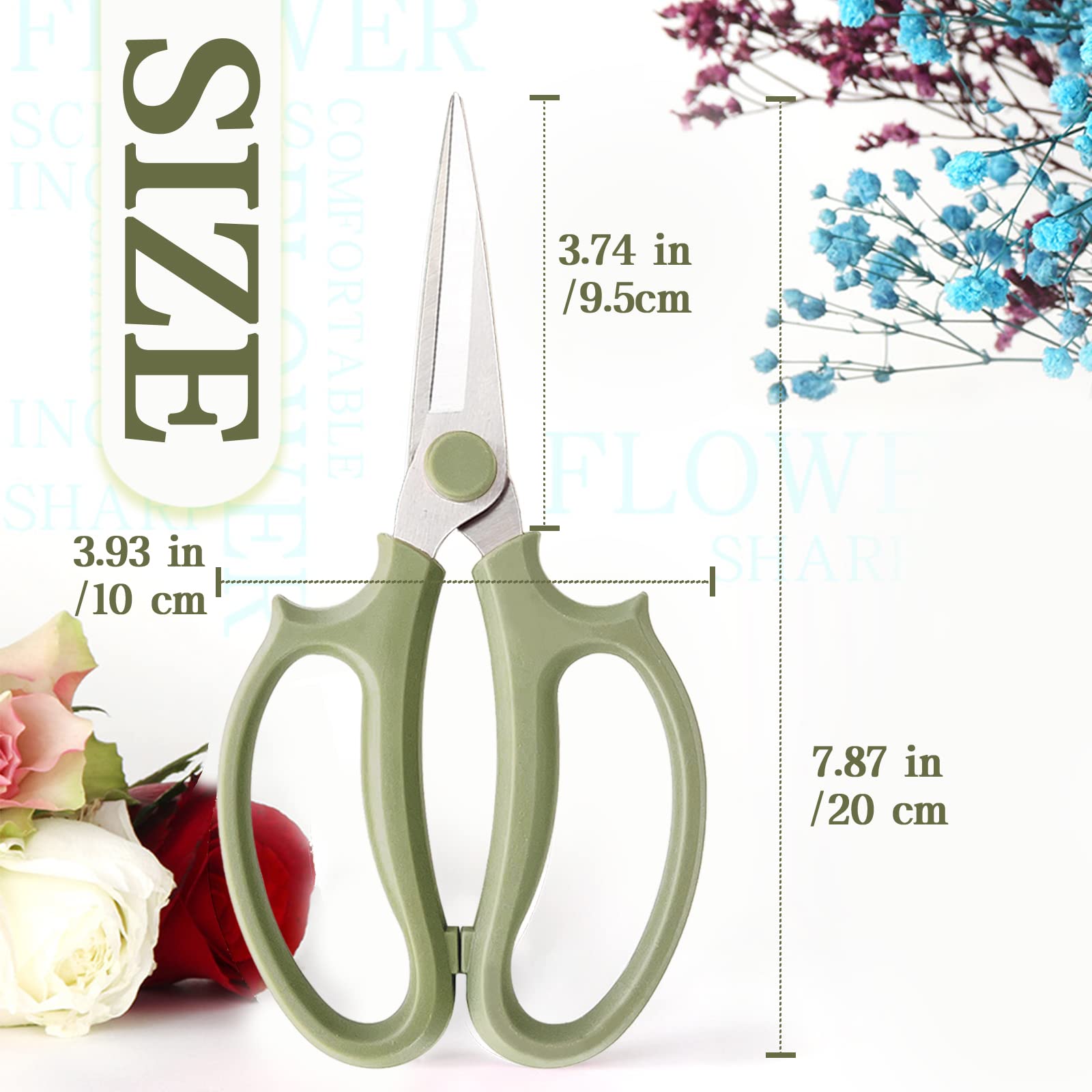 OJYUDD Garden Flower Scissors showcasing stainless steel blades