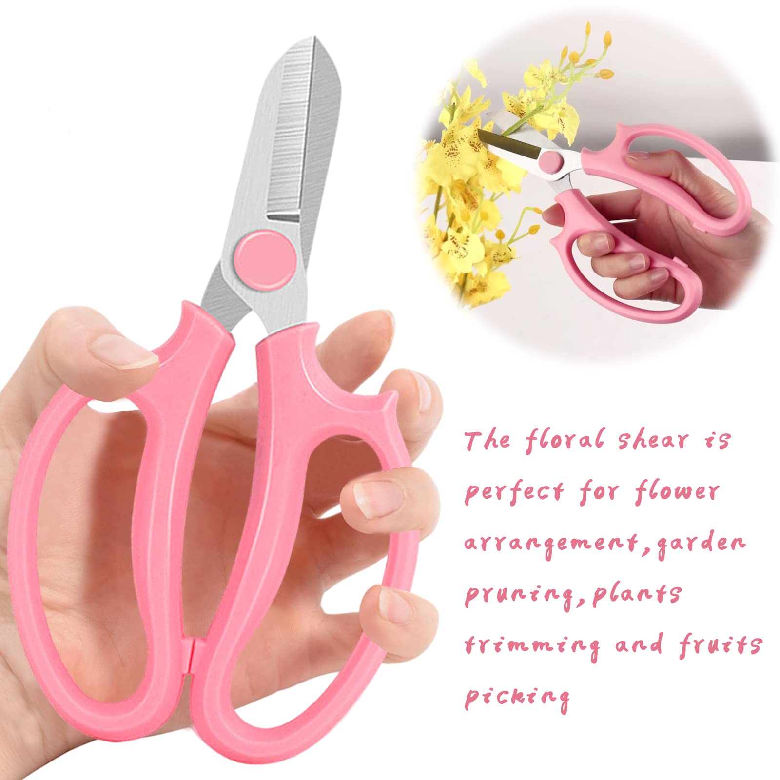 OJYUDD Garden Scissors Floral Shears set of three displayed together