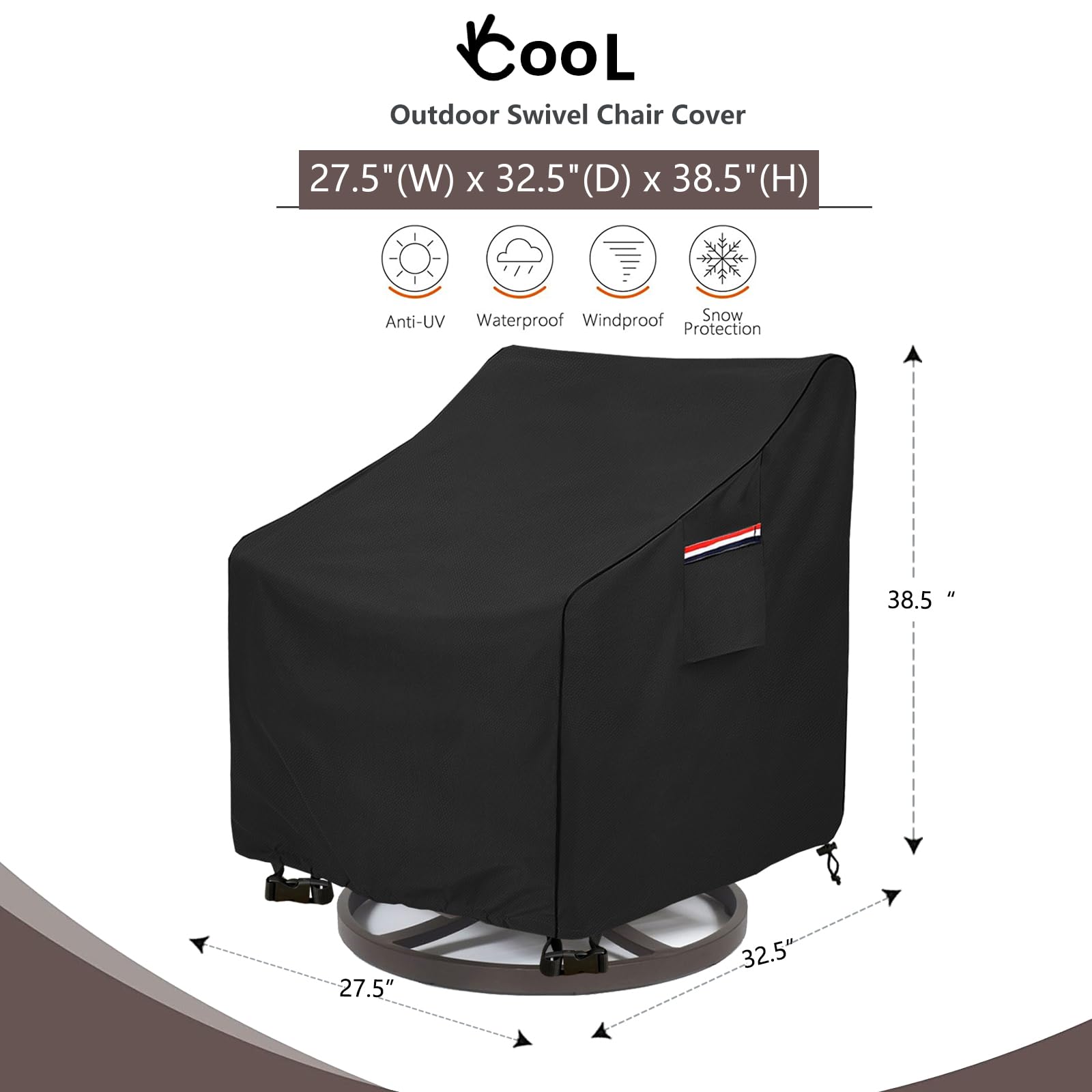 okcool patio chair cover back view showing waterproof material