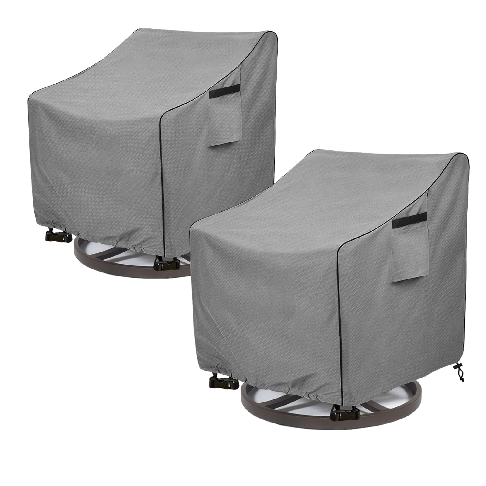 okcool Patio Chair Cover front view, grey, fits 30"W x 34"D x 38.5"H