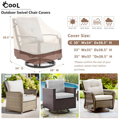 okcool Patio Chair Cover side view showing waterproof fabric