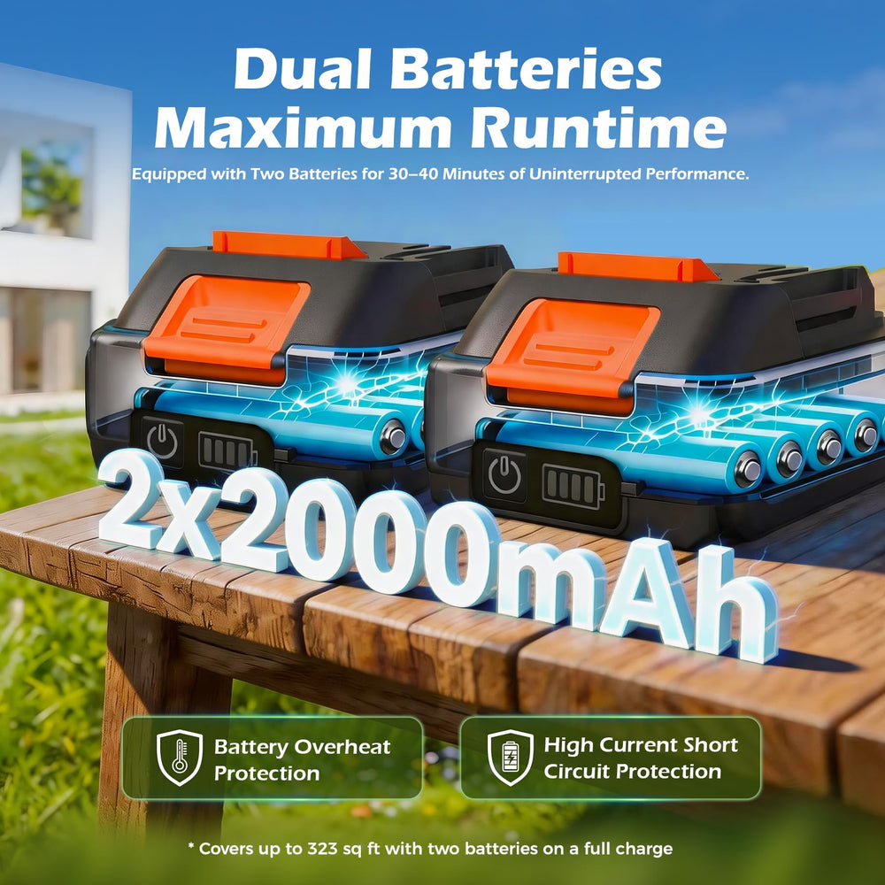 OKIE HOME Weed Wacker with dual batteries setup