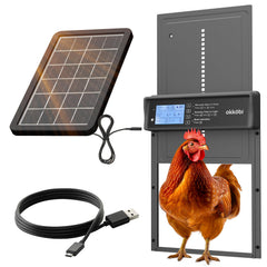 OKKÖBI Chicken Coop Door solar panel front view