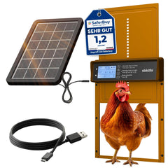 OKKÖBI Chicken Coop Door with solar panel front view