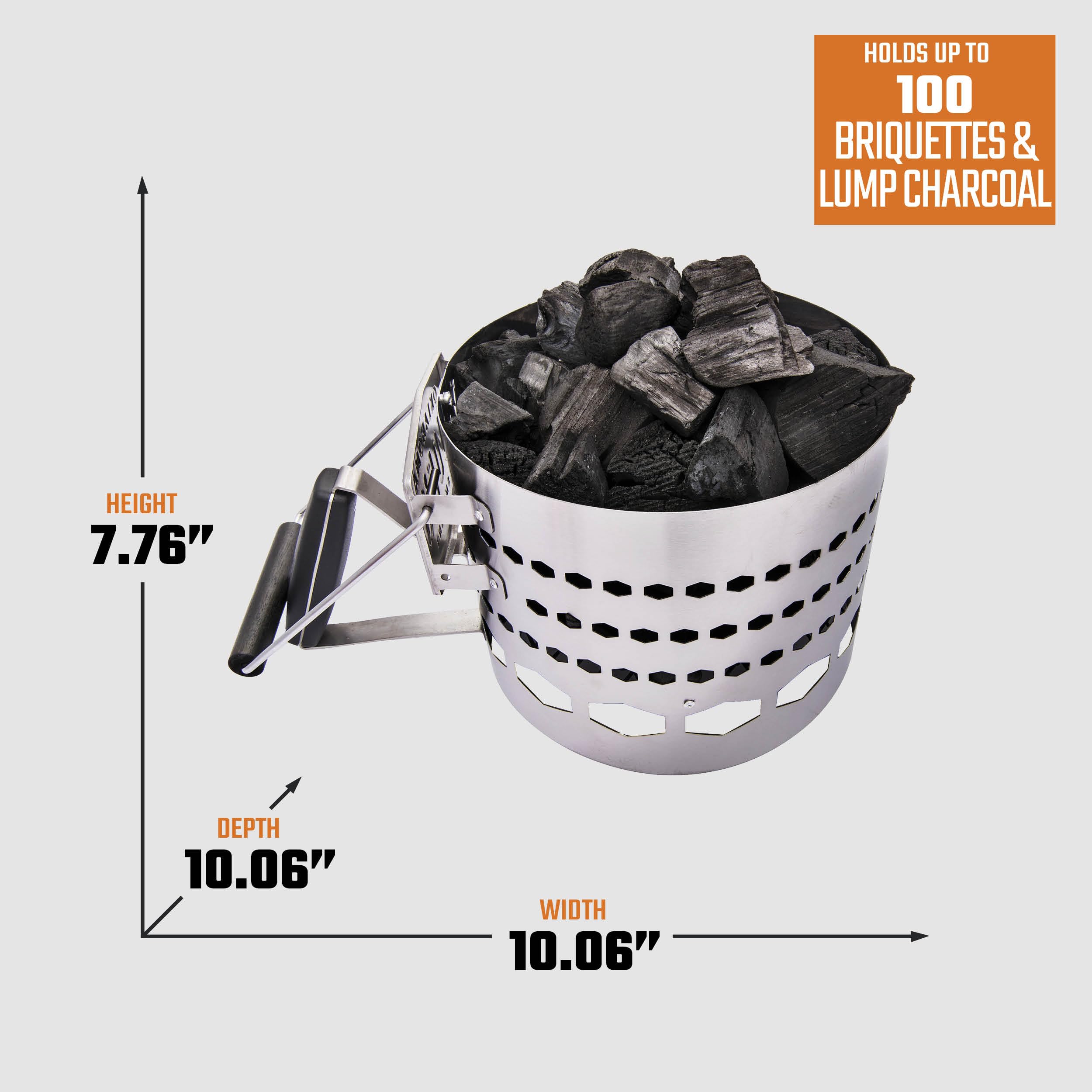Oklahoma Joe's Halftime XL Charcoal Starter dimensions displayed