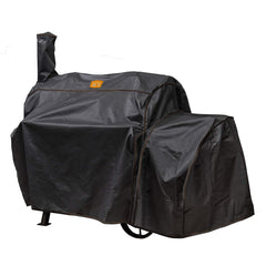 Oklahoma Joe's Highland Offset Smoker Cover in black, front view
