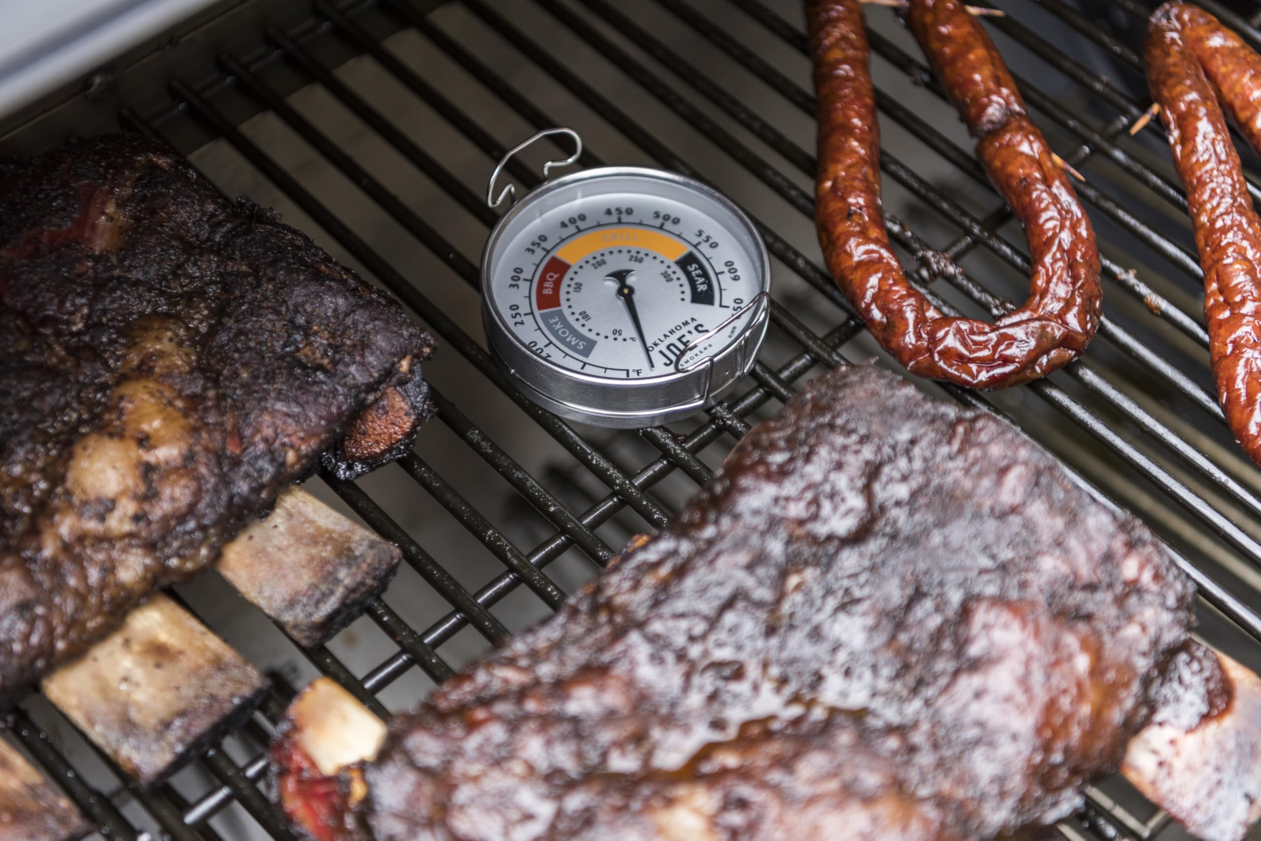 Oklahoma Joe's Surface Temperature Gauge in use on grill